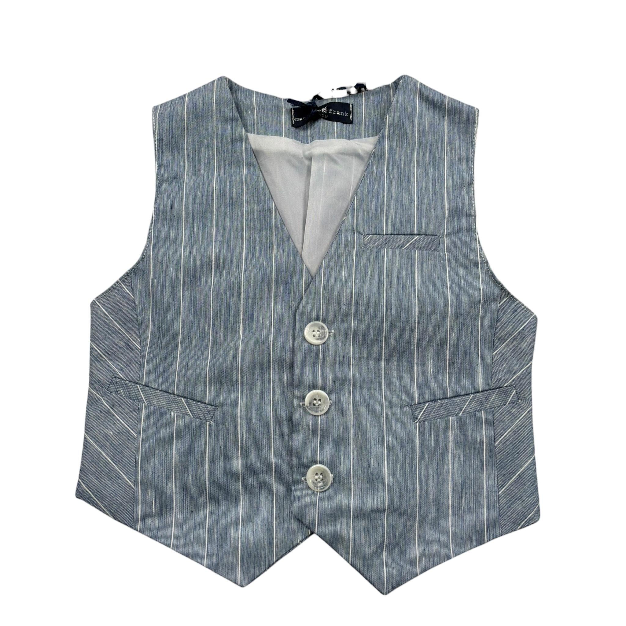 Manuel & Frank Gilet Tinta Unita con Bottoni E Fantasia A Righe per Bambino MF5193N AZZURRO MANUEL & FRANK 