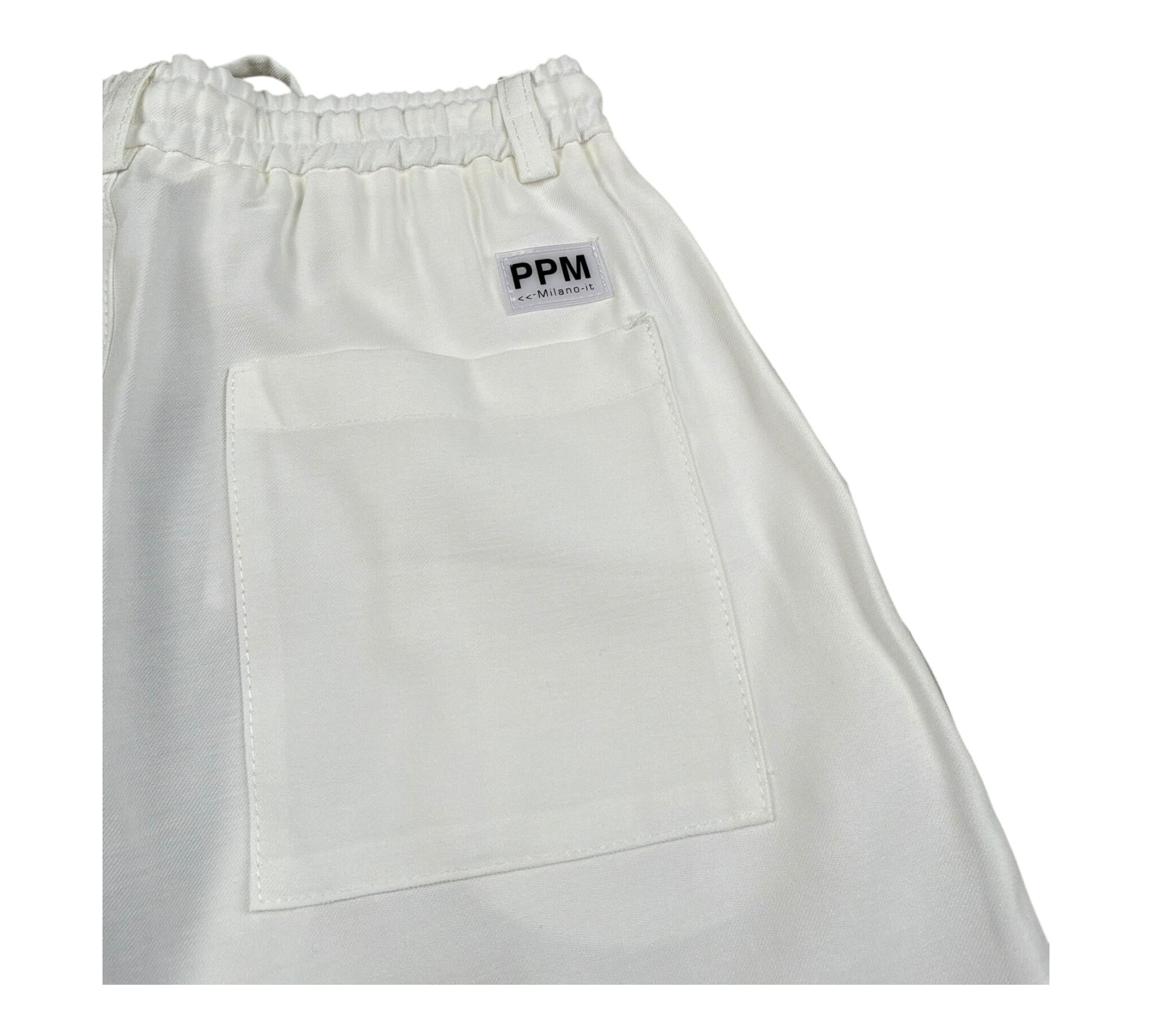 Paolo Pecora Bermuda Tinta Unita con Elstico In Vita per Bambino PP43033 BIANCO PAOLO PECORA 