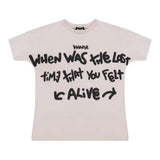 Disclaimer Einfarbiges Rundhals-T-Shirt mit Kontrastdruck Beige für Jungen
