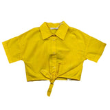 M+E‘ Schlichtes Halbarm-Shirt mit gelbem Rückenloch für Mädchen