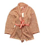 Vicolo Einfarbige Strickjacke mit rosa Gürtel für Mädchen