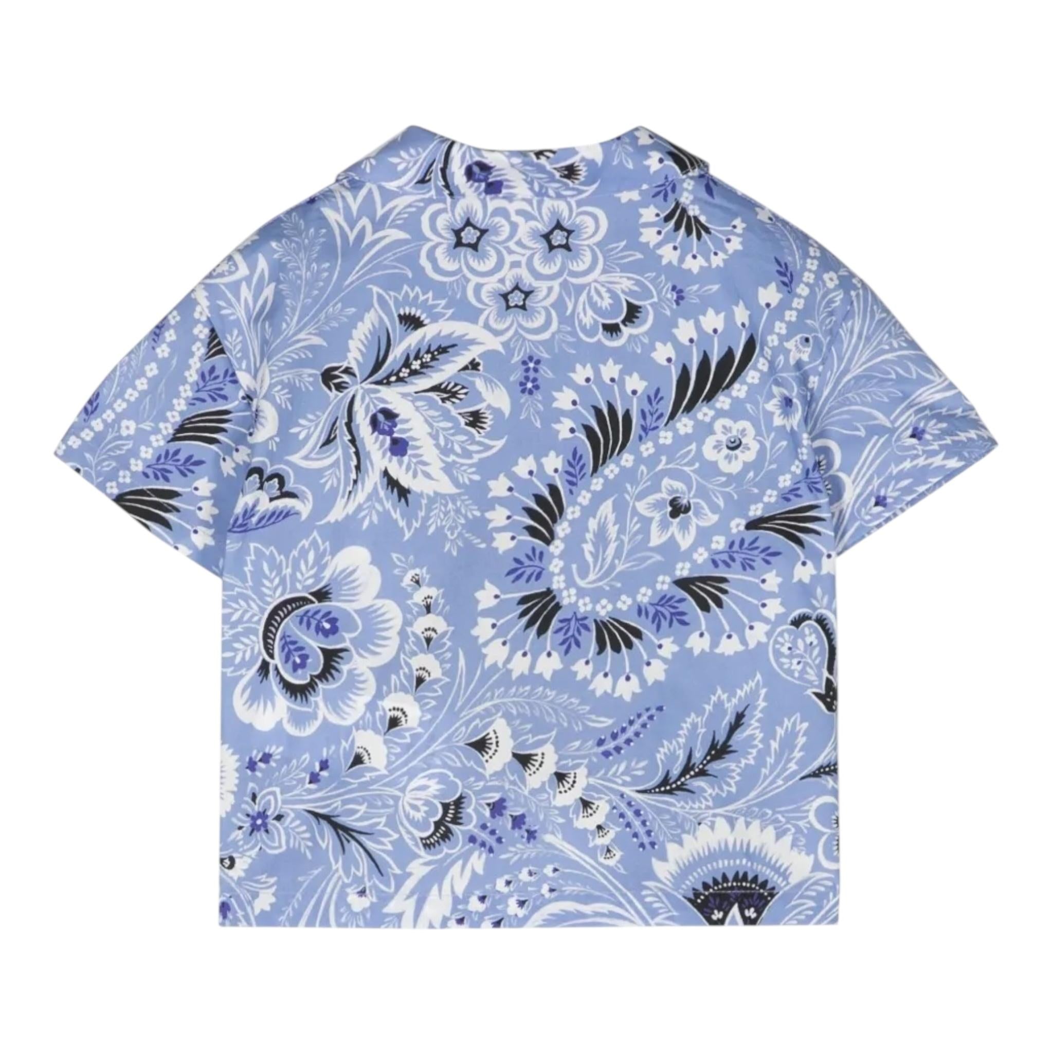 Etro Camicia Mezza Manica con Fantasia per Bambino GU5P01 AZZURRO ETRO 