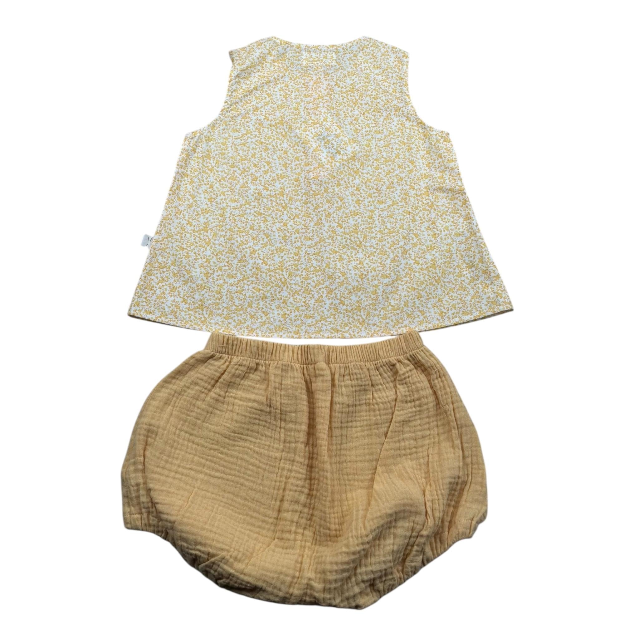 Teddy E Minou Completo 2 Pezzi Camicia-Coulotte per Neonata E25CP045C4135 GIALLO TEDDY E MINOU 