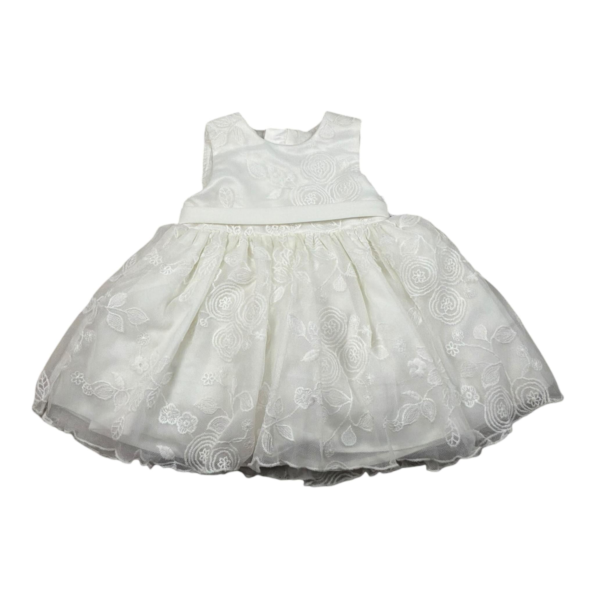 Mini Banda Abito Cerimonia Giromanica Tinta Unita per Neonata 35732 BIANCO MINI BANDA 