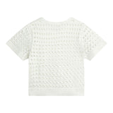 Chloé – Einfarbiges, perforiertes T-Shirt mit Rundhalsausschnitt in Silber für Mädchen
