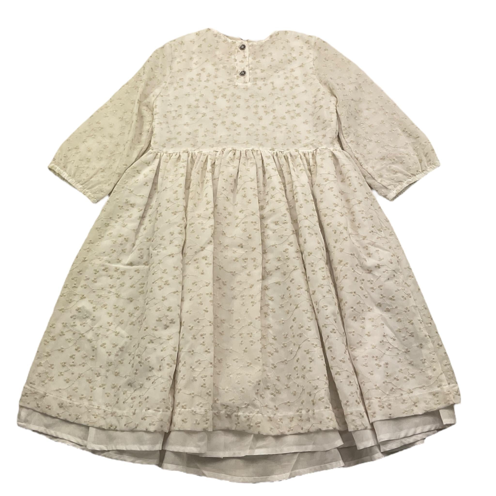 abito manica 3/4 tinta unita con ricami ZW1A90 PANNA CAFFE' D'ORZO 