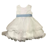 Carlo Pignatelli Zeremonielles Kleid mit Armlöchern, einfarbig und kontrastierendem weißen Gürtel für Babymädchen