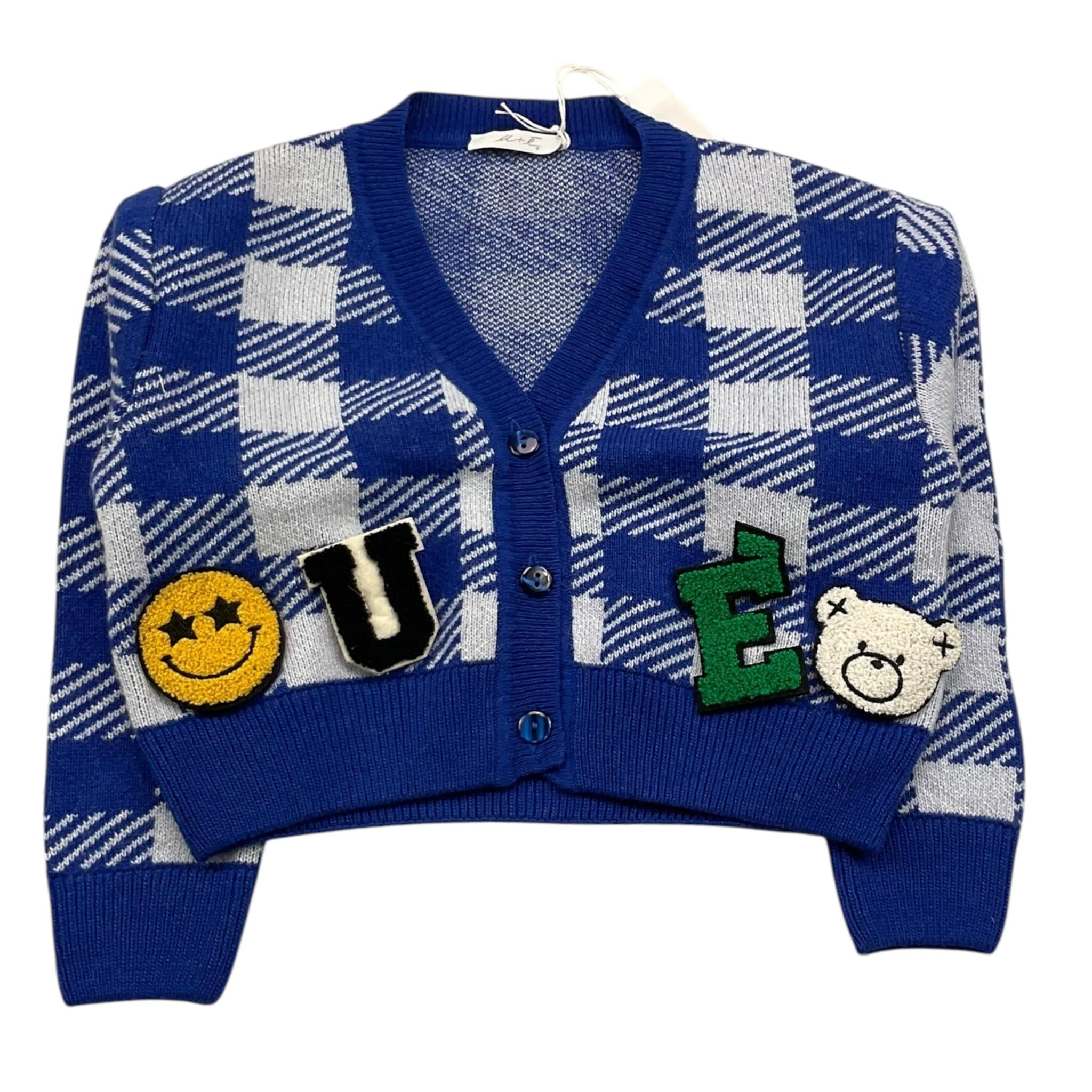 M+E' cardigan bicolore fantasia quadri Blu per Bambina UE0535 BLU M+E' 