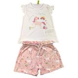 Losan 2-teiliges Set T-Shirt-Shorts zweifarbig weiß/rosa für Baby-Mädchen