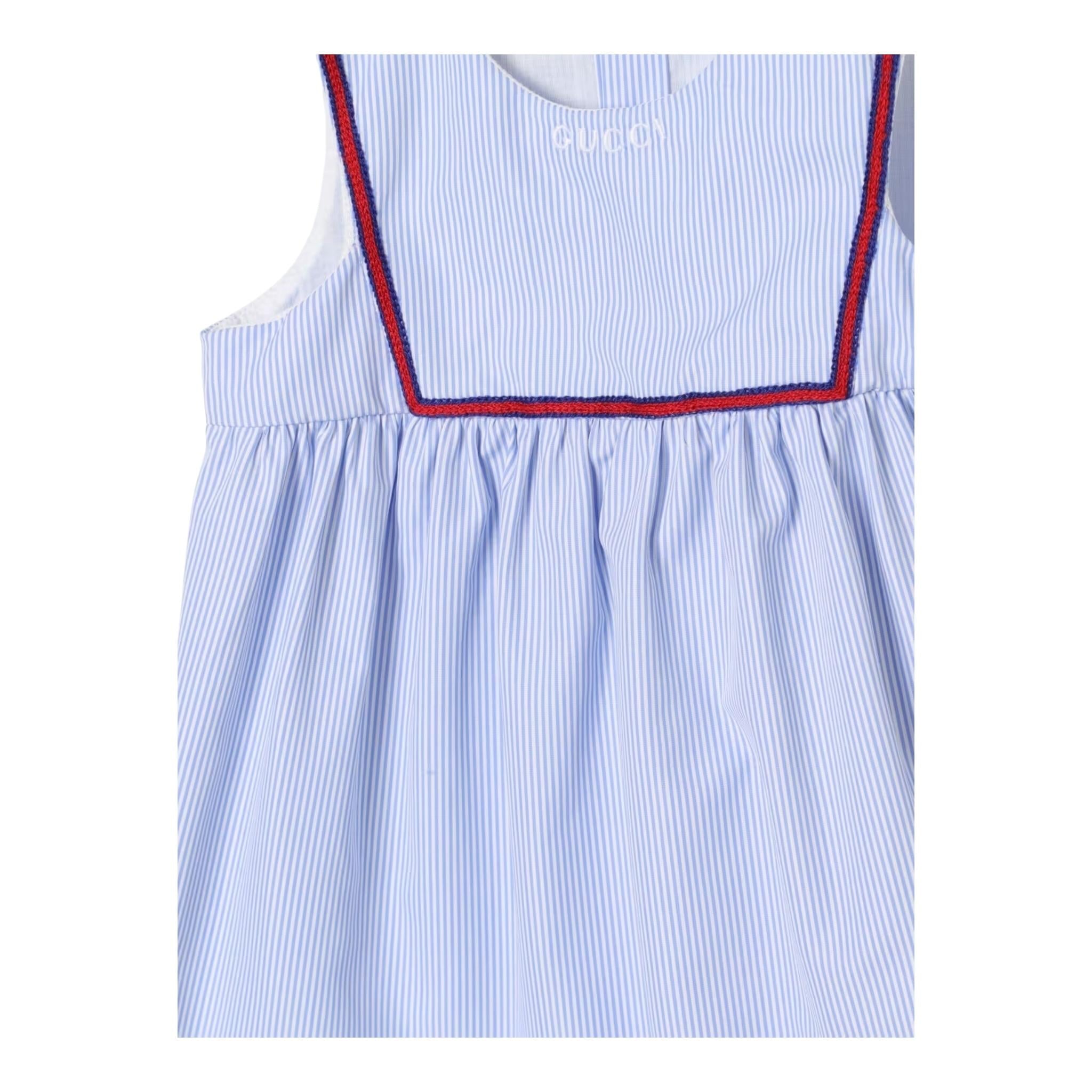 Gucci Abito Giromanica Fantasia A Righe per Neonata 813539 BIANCO/AZZURRO GUCCI 