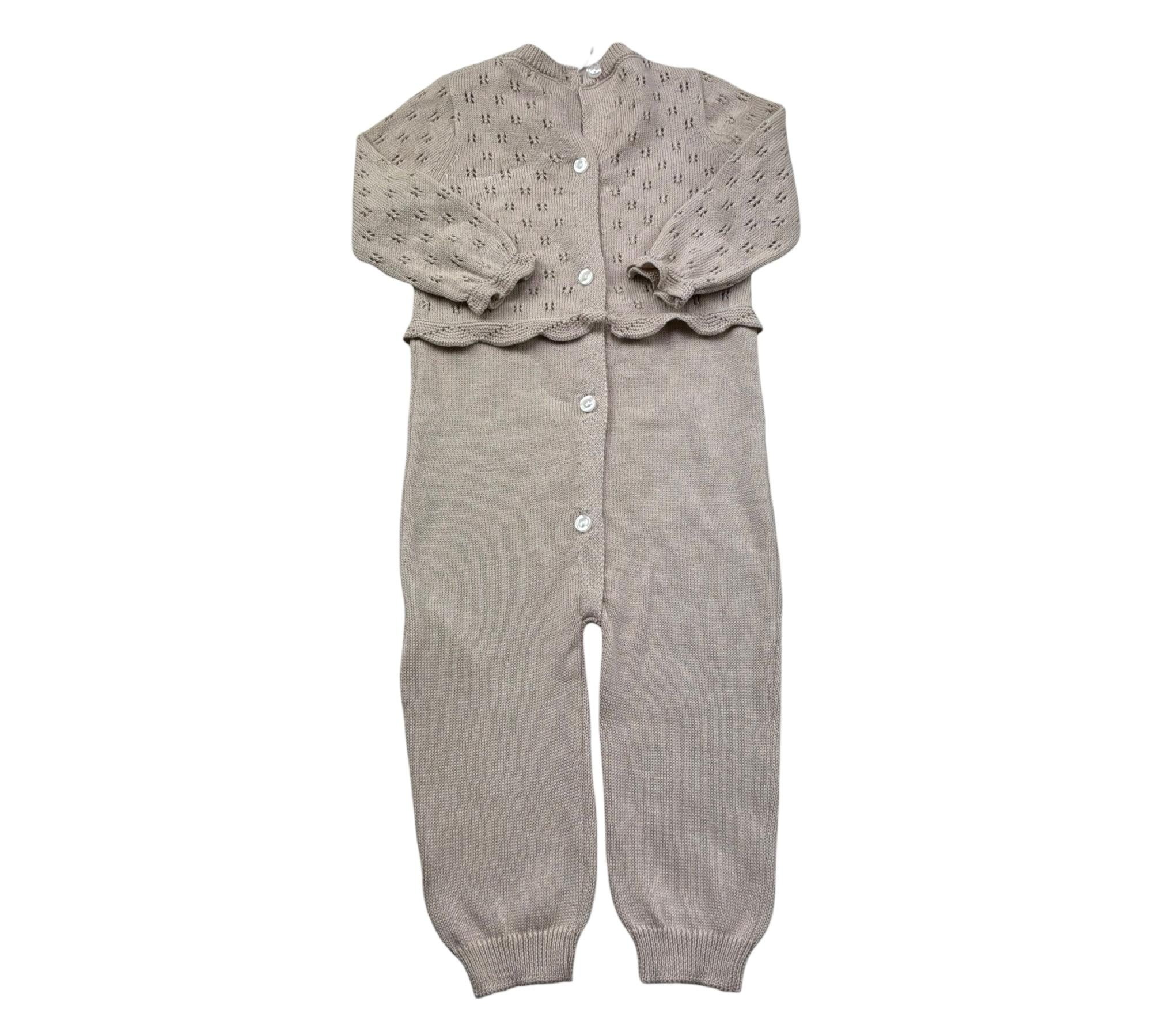 Le Bebe Tutina Manica Lunga Tinta Unita con Trafori per Neonata LBG6267 BEIGE LE BEBE 