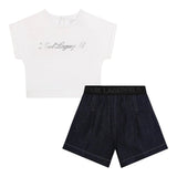 Karl Lagerfeld 2-teiliges Set T-Shirt-Shorts zweifarbig weiß/blau für Baby-Mädchen