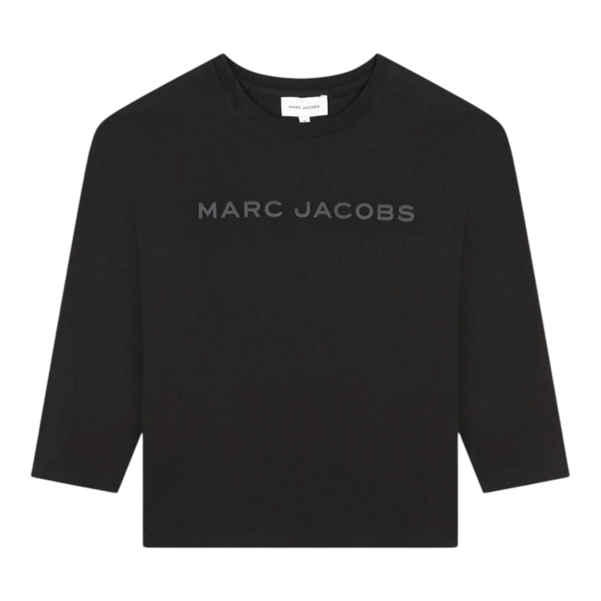 MARC JACOBS shirt girocollo tinta unita con logo Nero per Bambino W60322 NERO MARC JACOBS 