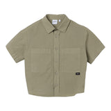 Aspesi Grünes Button-Down-Hemd mit halblangen Ärmeln für Mädchen