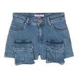 Miss Blumarine – Einfarbiger Jeansrock mit blauen Taschen für Mädchen
