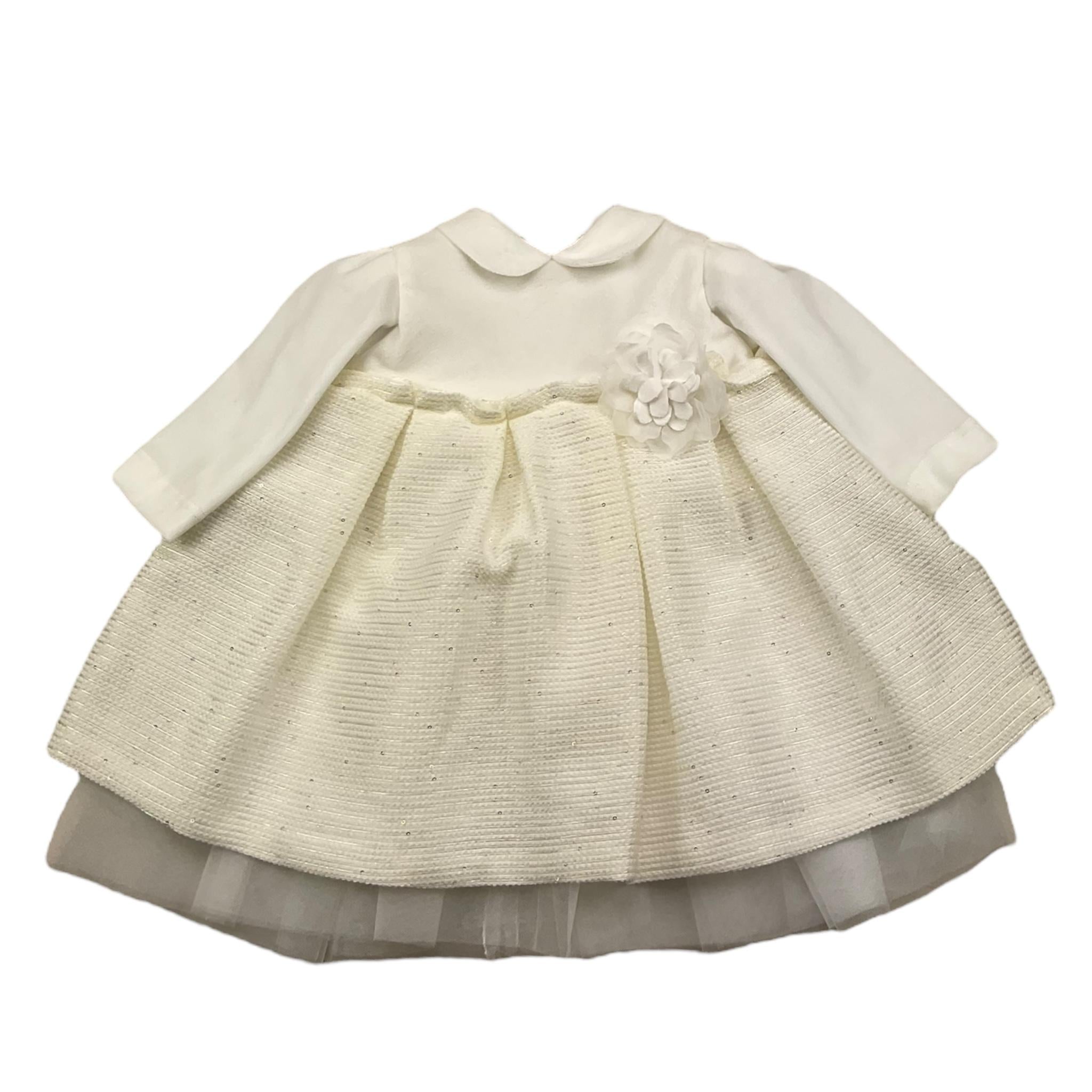 LALALU' abito manica lunga tinta unita con paillettes Panna per Neonata VTL008N PANNA LALALU' 