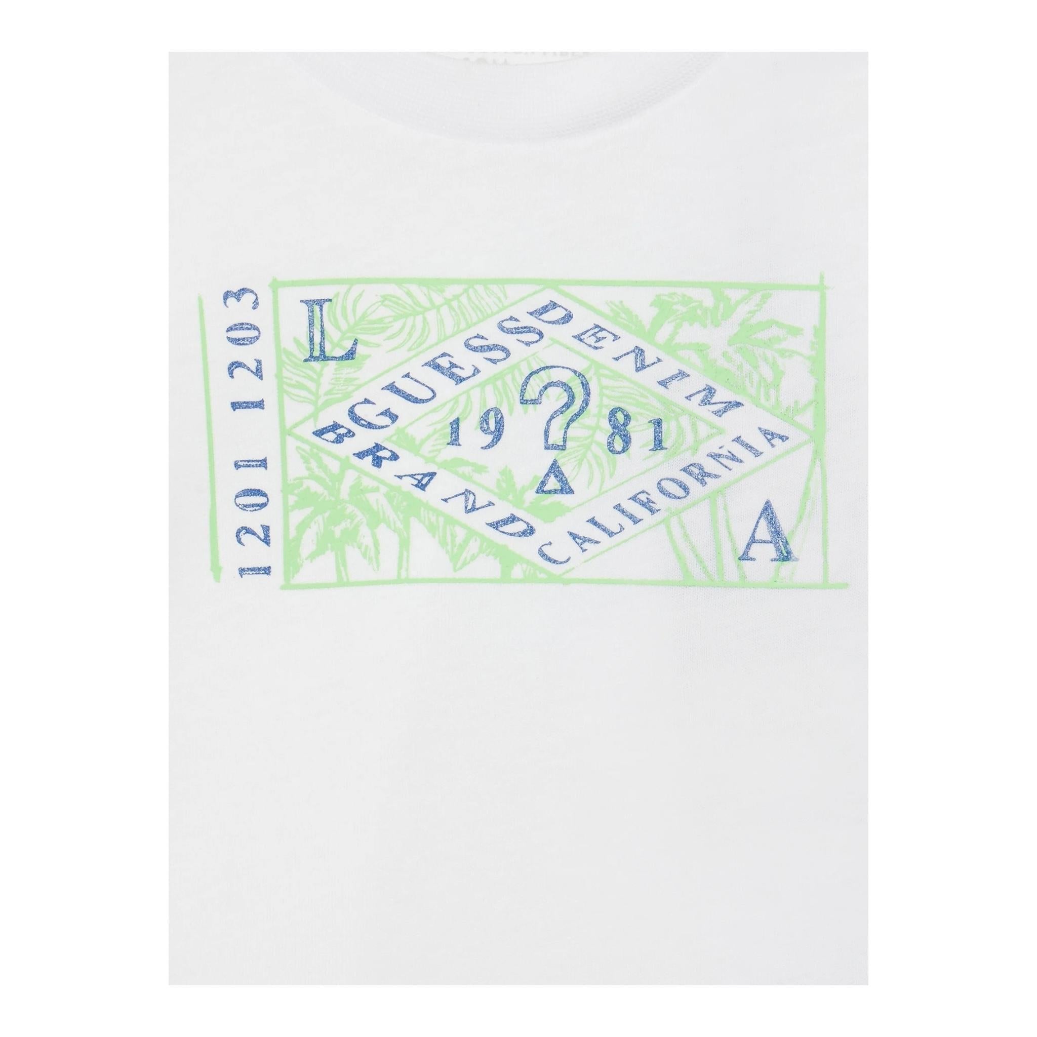 Guess T-Shirt Gircollo Tinta Unita con Stampa per Neonato I2GI06K8HM0 BIANCO GUESS 