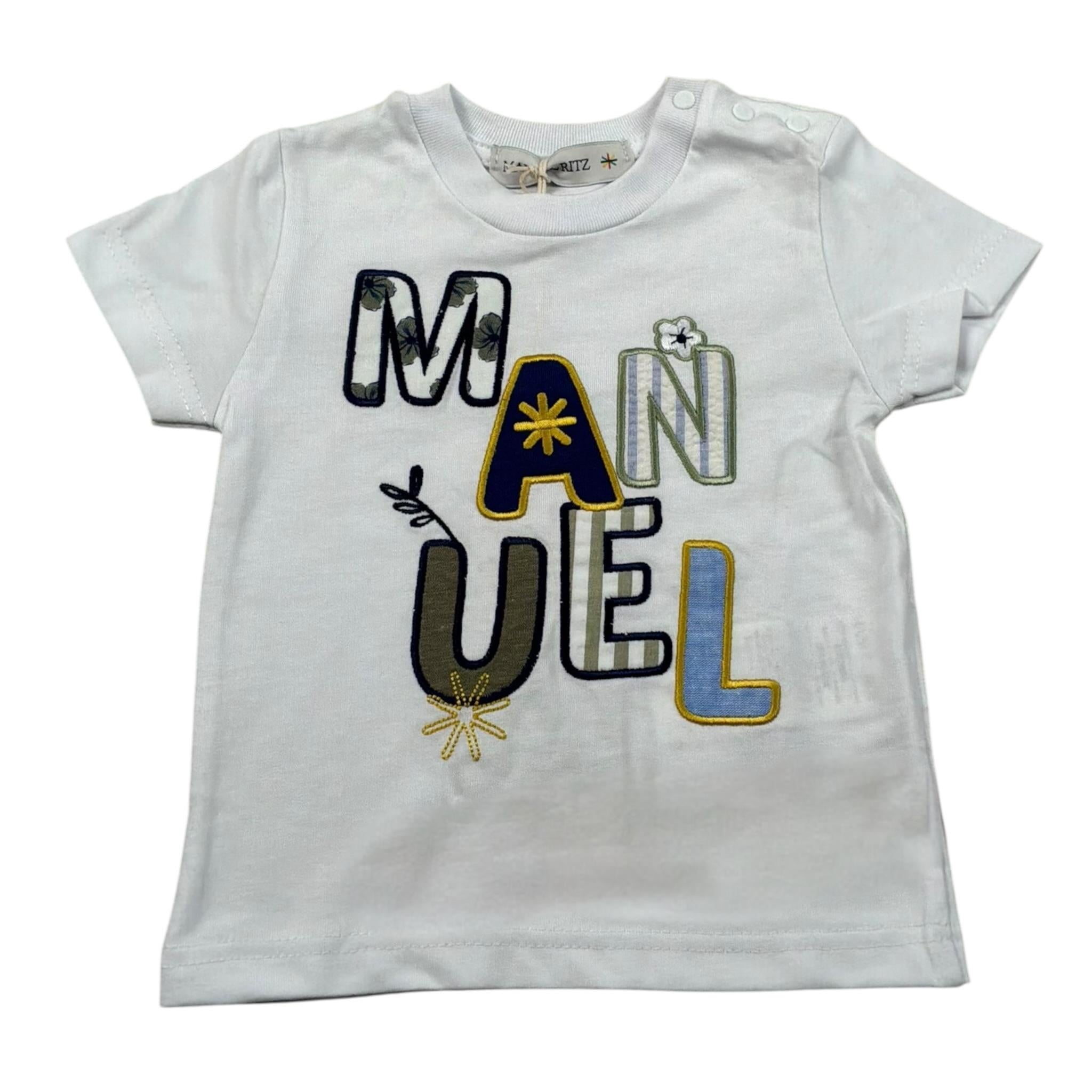 Manuel Ritz T-Shirt Tinta Unita On Stampa per Neonato MR2660 BIANCO MANUEL RITZ 