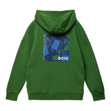 Boss Green – Bedruckter, einfarbiger Kapuzenpullover für Jungen