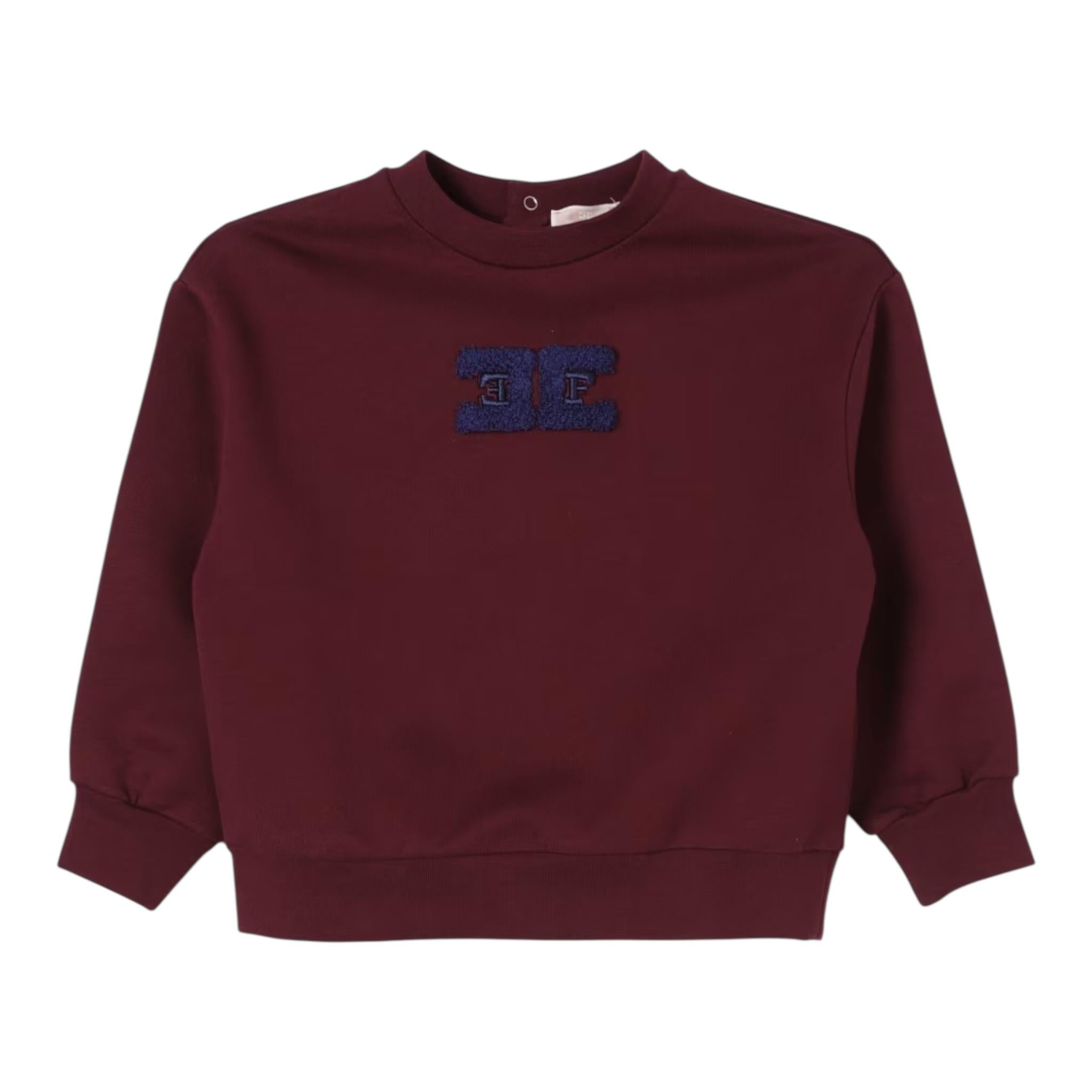 ELISABETTA FRANCHI felpa chiusa girocoll tinta unita con logo Bordeaux per Bambina EGFE048 BORDEAUX ELISABETTA FRANCHI 