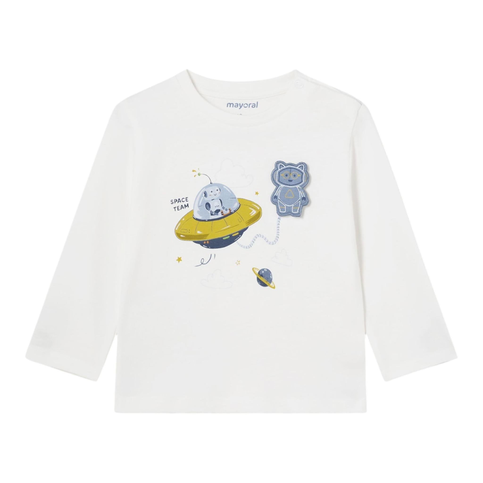 MAYORAL shirt girocollo tinta unita con stampa in contrasto Bianco per Neonato 2043 BIANCO MAYORAL 