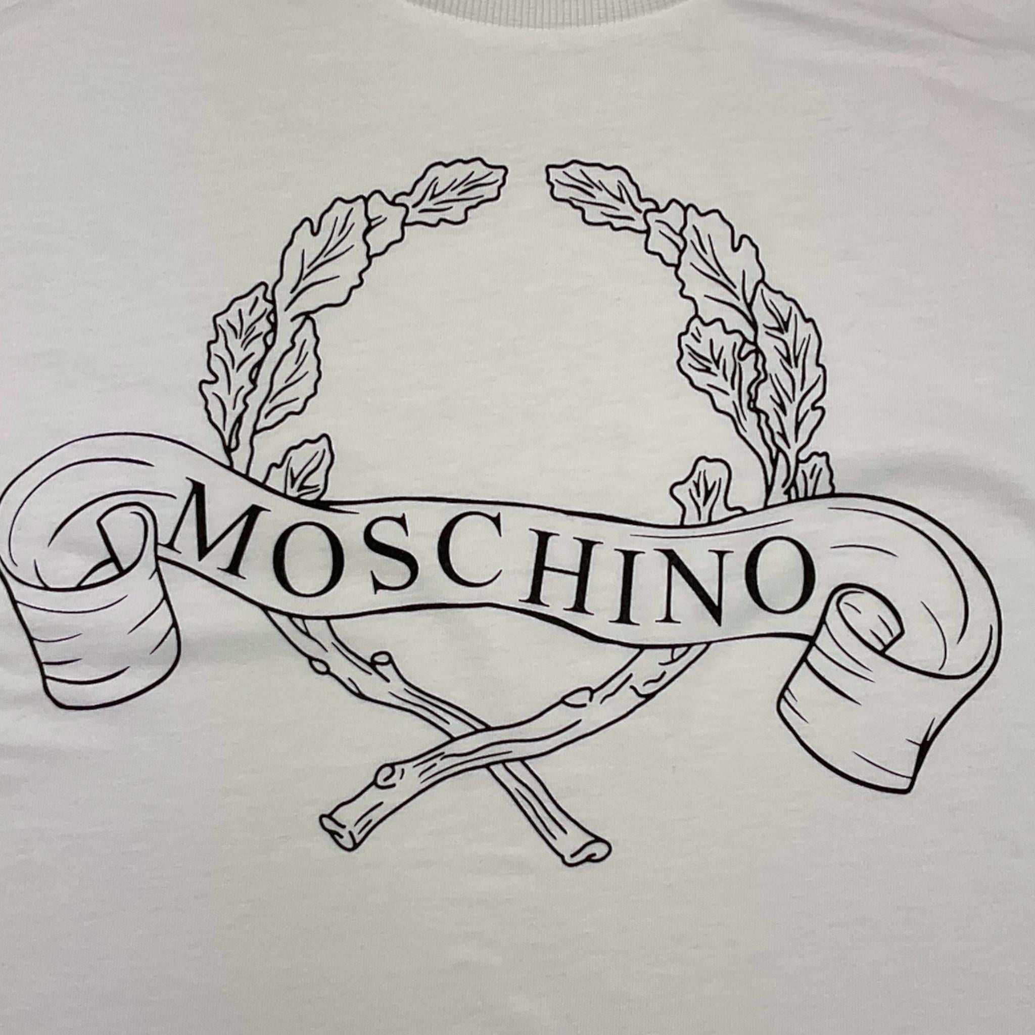 MOSCHINO t-shirt girocollo tinta unita con stampa Bianco per Bambino HZM05G BIANCO MOSCHINO 