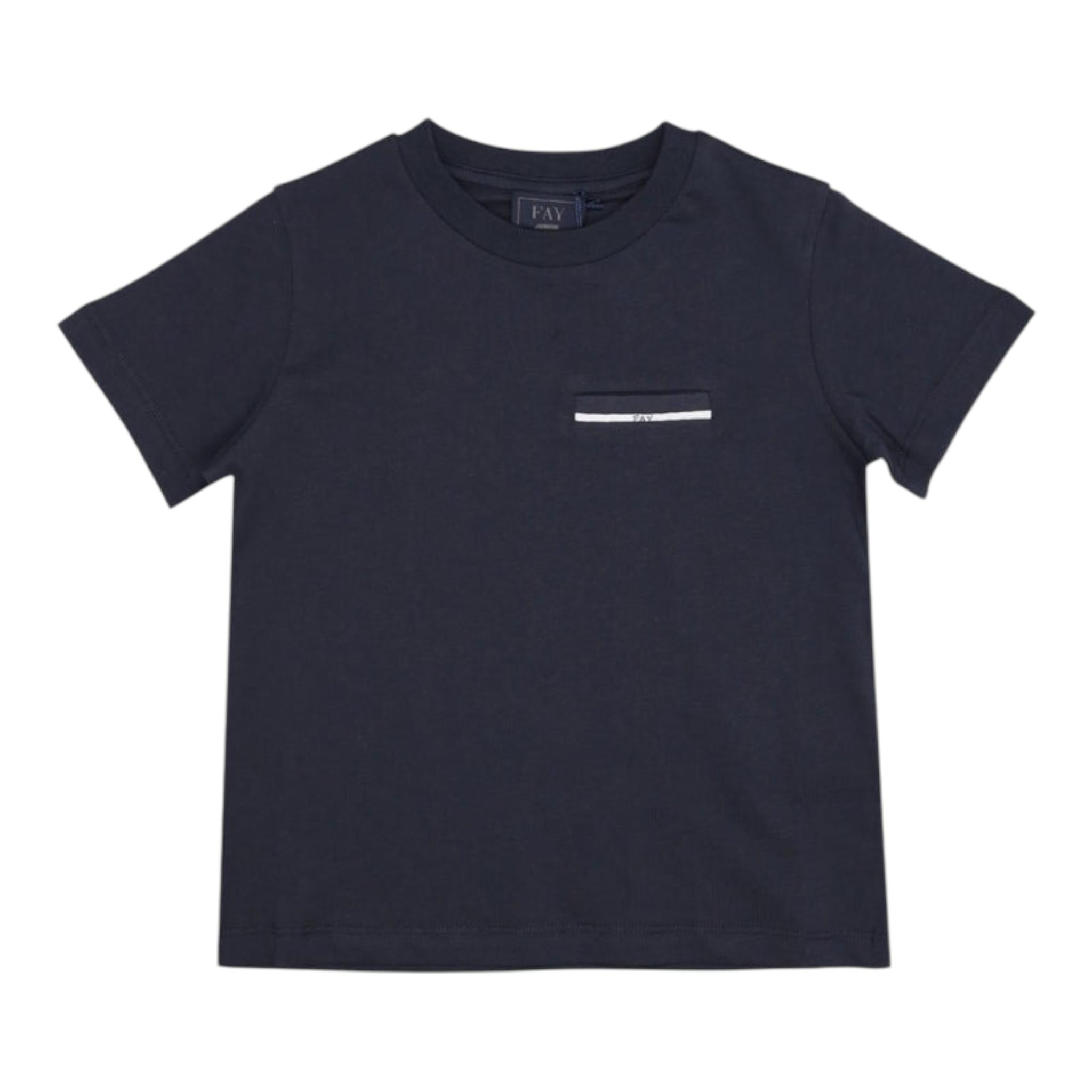 Fay T-Shirt Girocollo Tinta Unita con Stampa per Bambino FU8P11 BLU FAY 