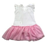 Monnalisa Abito Mezza Manica Tinta Unita con Gonna Tulle per Neonata 39E905 BIANCO/ROSA MONNALISA 