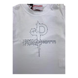 Cesare Paciotti Einfarbiges T-Shirt mit Rundhalsausschnitt und weißem Logo-Print für Neugeborene