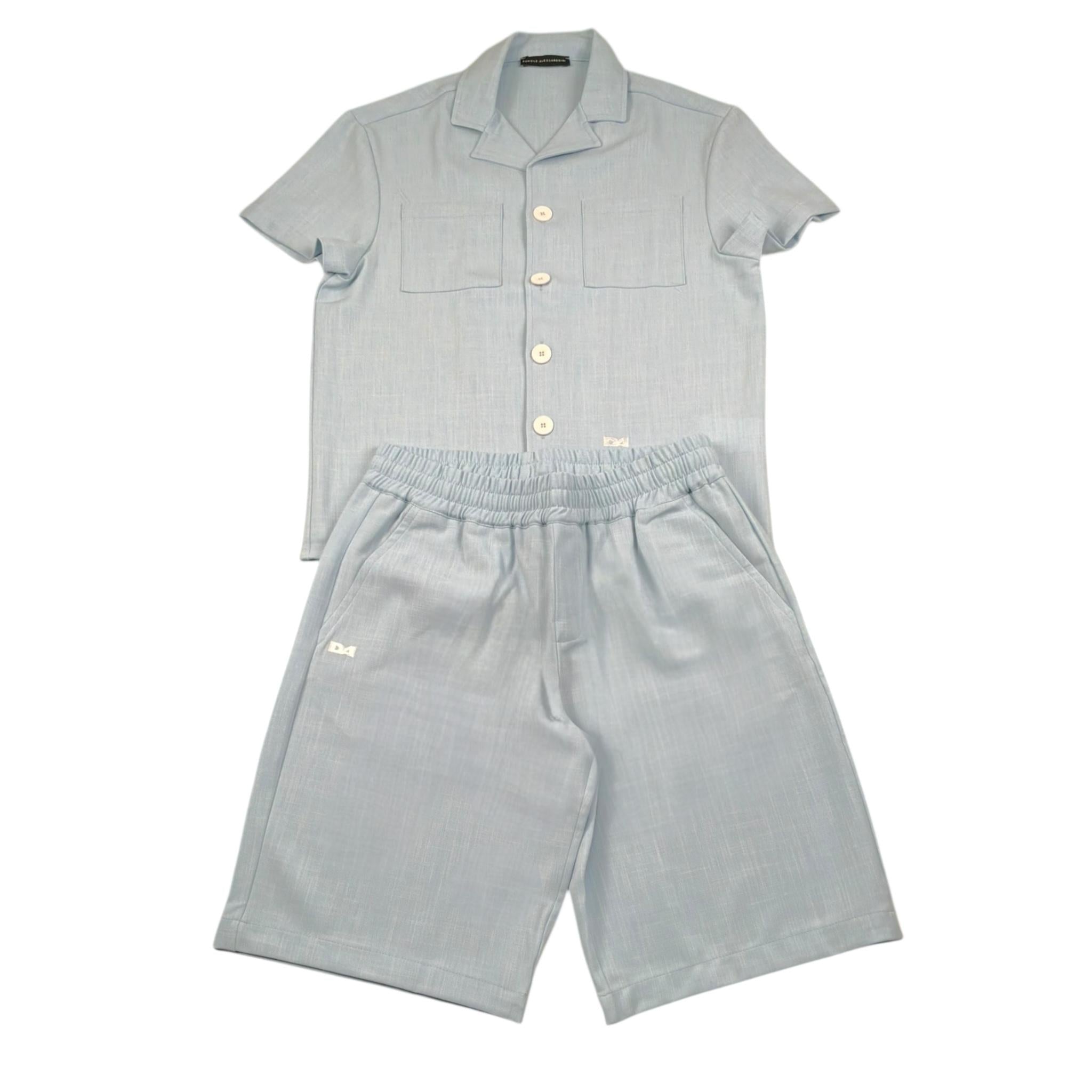 Daniele Alessandrini Completo 2 Pezzi Camicia-Bermuda Tinta Unita per Bambino 1236C00230 AZZURRO DANIELE ALESSANDRINI 