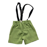 Never Too Einfarbige Bermuda-Shorts mit Hosenträgern Grün für Neugeborene