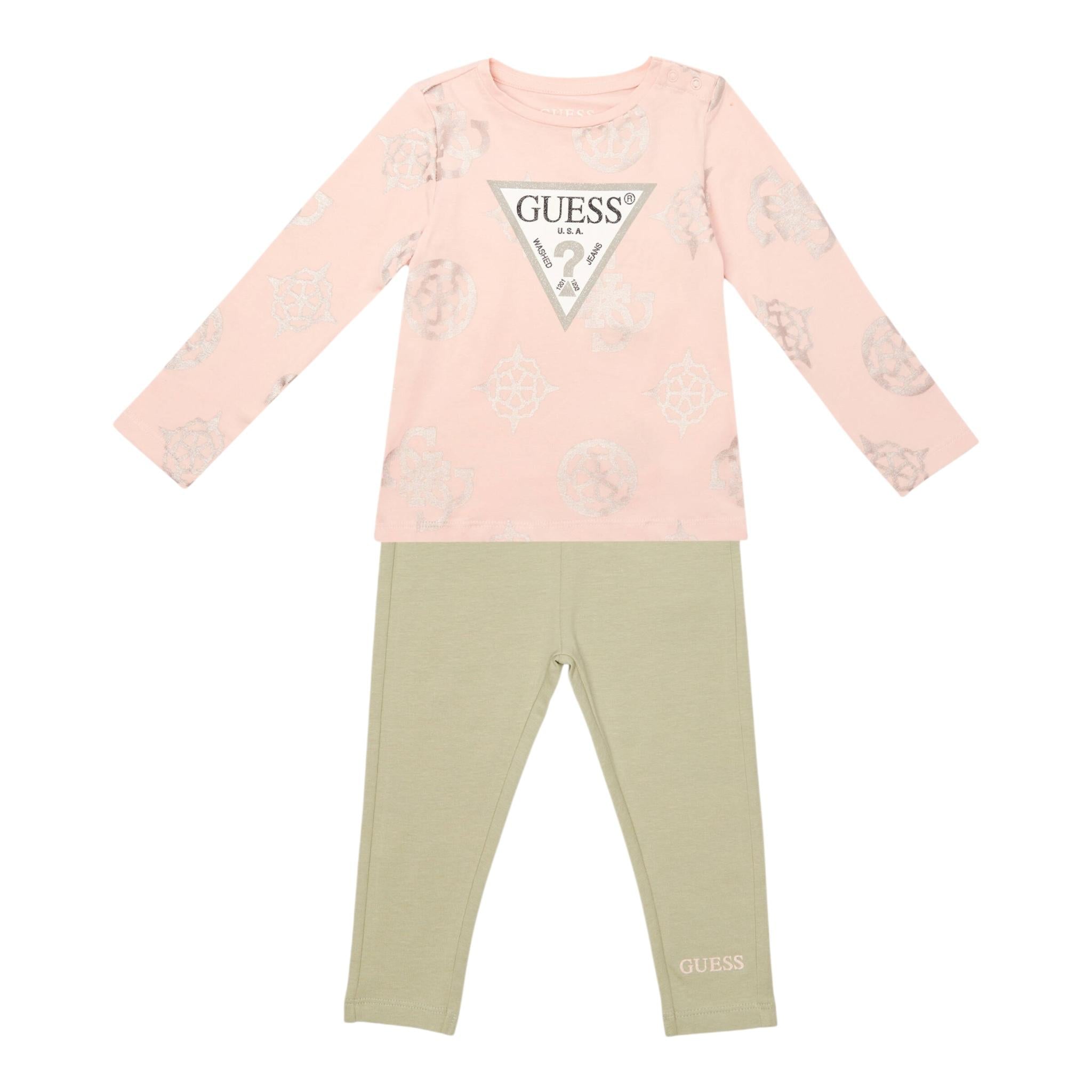 GUESS completo 2 pezzi shirt-leggins Rosa/verde per Neonata A4YG14K6YW4 ROSA/VERDE GUESS 
