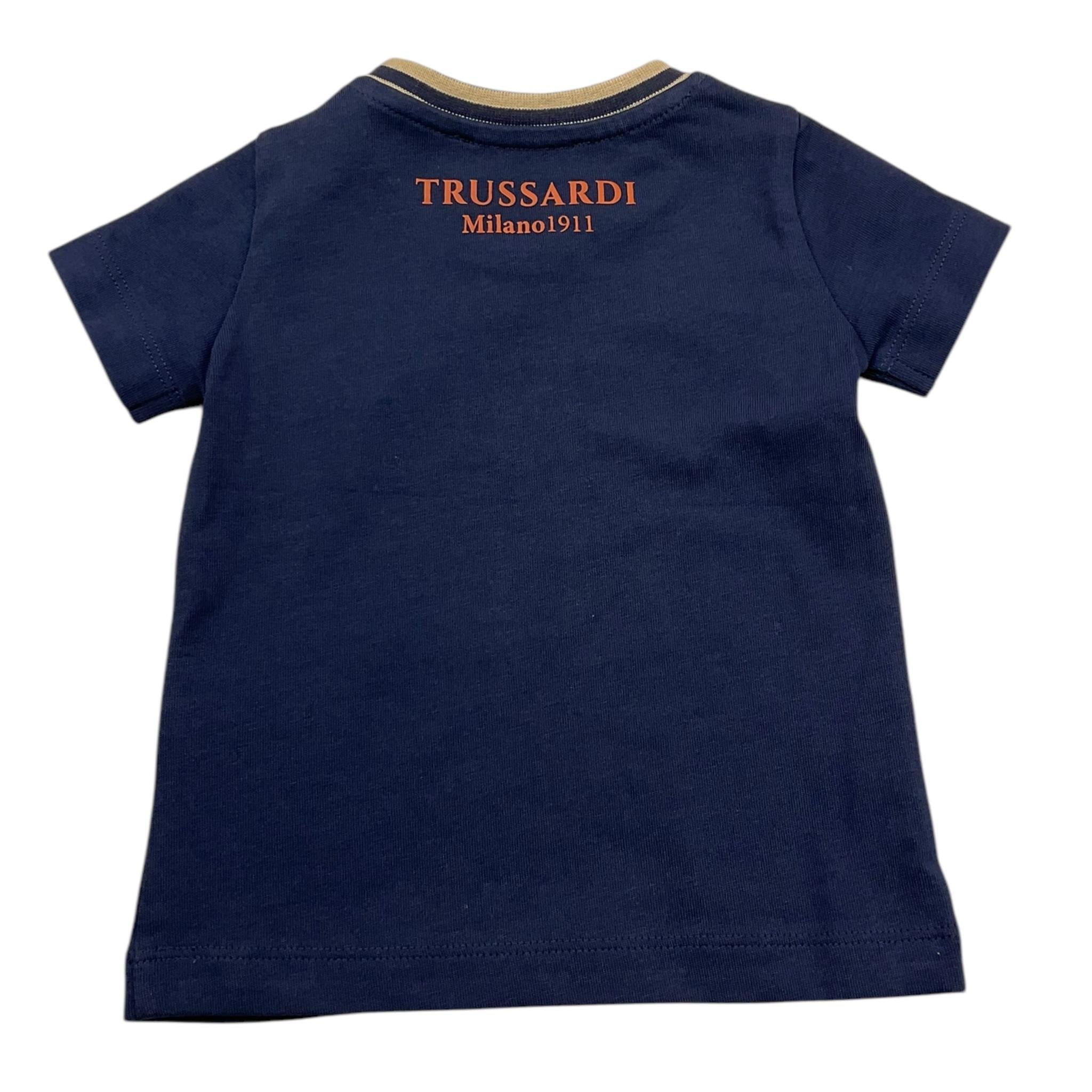TRUSSARDI t-shirt girocollo tinta unita con stampa logo Blu per Neonato TIA25099TS BLU TRUSSARDI 