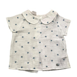 Paz Rodriguez Einfarbiges Halbarm-Shirt mit weißer Stickerei für Baby-Mädchen