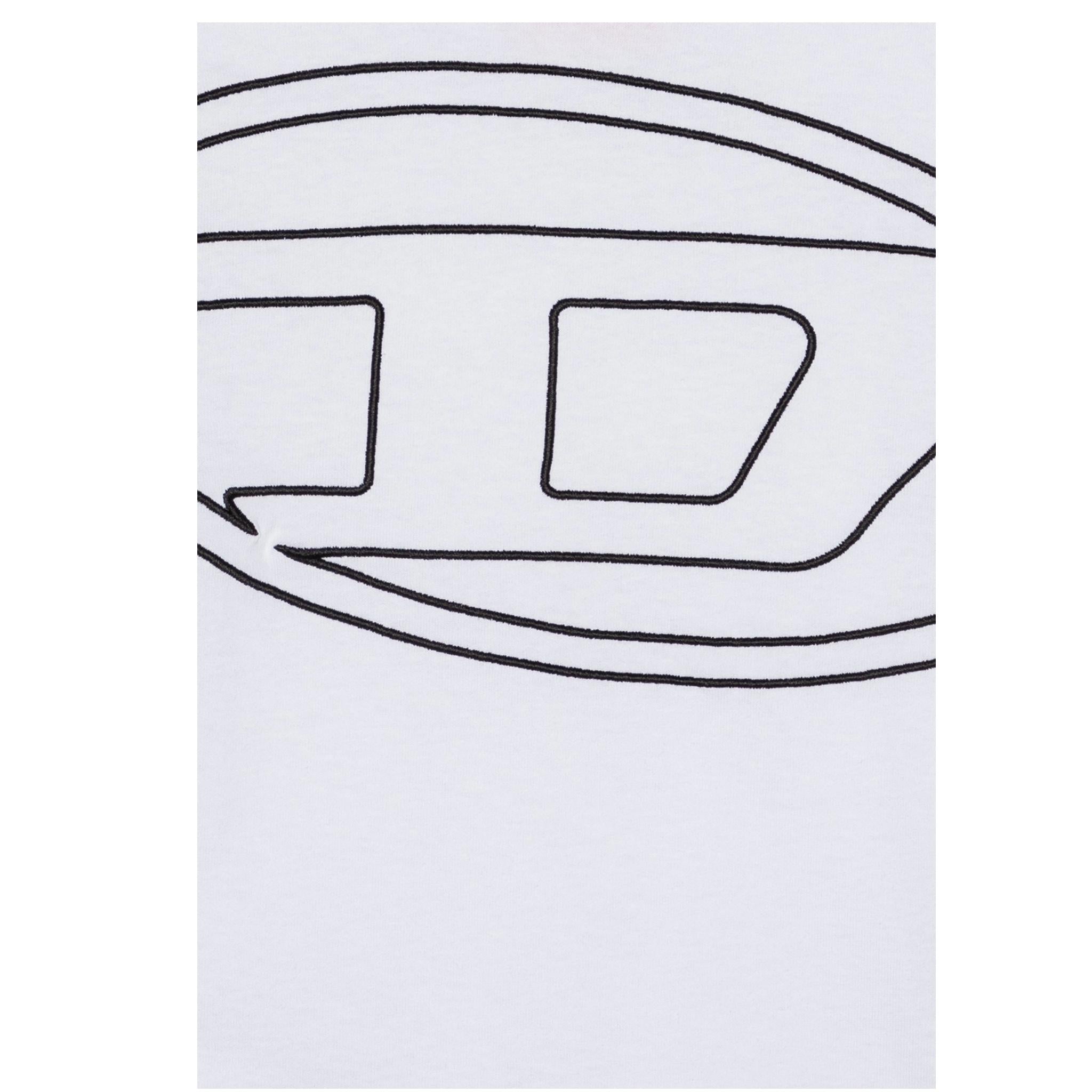 Diesel T-Shirt Girocollo Tinta Unita con Logo per Bambino J02276 BIANCO DIESEL 