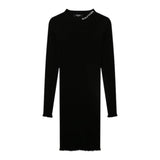 BALMAIN abito tinta unita girocollo a costine Nero per Bambina BV1A80 NERO BALMAIN 