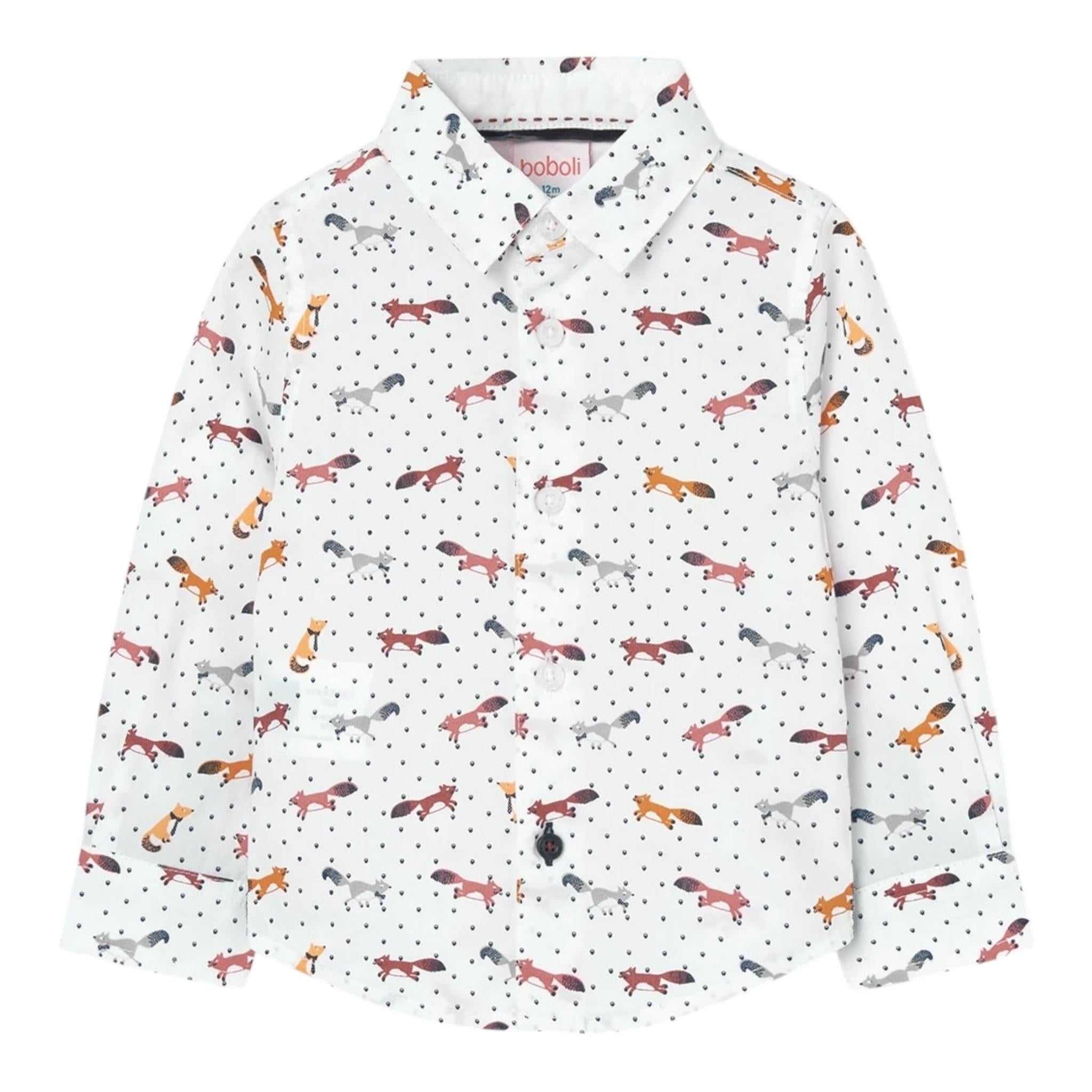 BOBOLI camicia tinta unita con stampa Bianco per Neonato 719018 BIANCO BOBOLI 