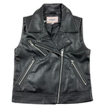 Only – Ärmellose Jacke aus Kunstleder in Schwarz für Mädchen