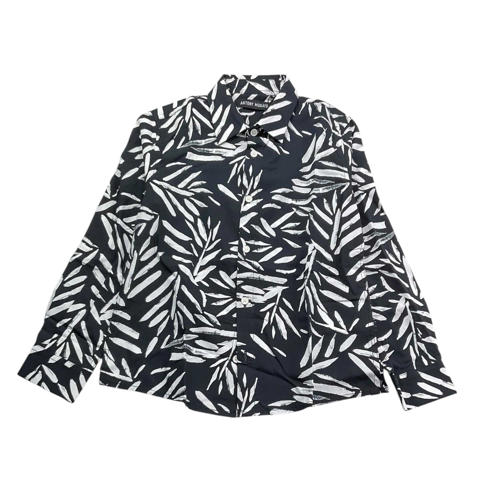 Antony Morato Camicia Tinta Unita con Fantasia Manica Lunga per Bambino MKSL0026222 NERO ANTONY MORATO 