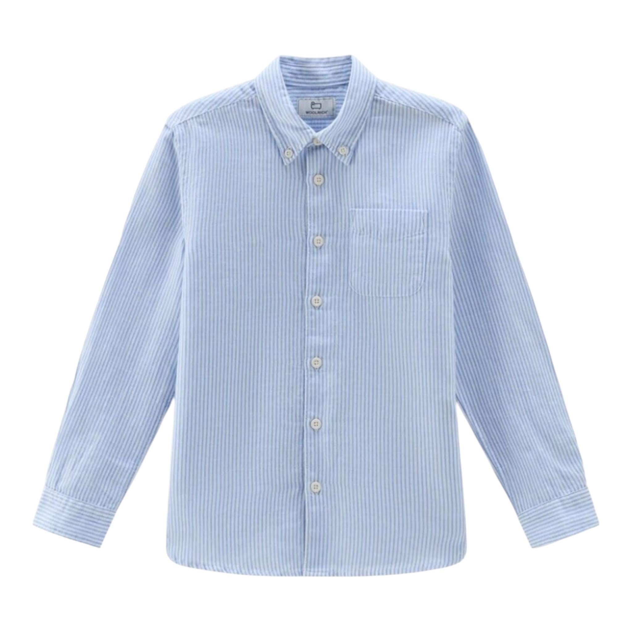 Woolrich Camicia Tinta Unita con Fantasia A Righe per Bambino CFWKSI0068 AZZURRO WOOLRICH 