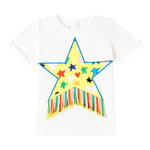 Stella Mccartney T-Shirt Girocollo Tinta Unita con Stampa Stelle per Bambina TW8B51 BIANCO STELLA McCARTNEY 