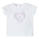 Liu Jo Einfarbiges T-Shirt mit Rundhalsausschnitt und Glitzer-Print Weiß für Baby-Mädchen