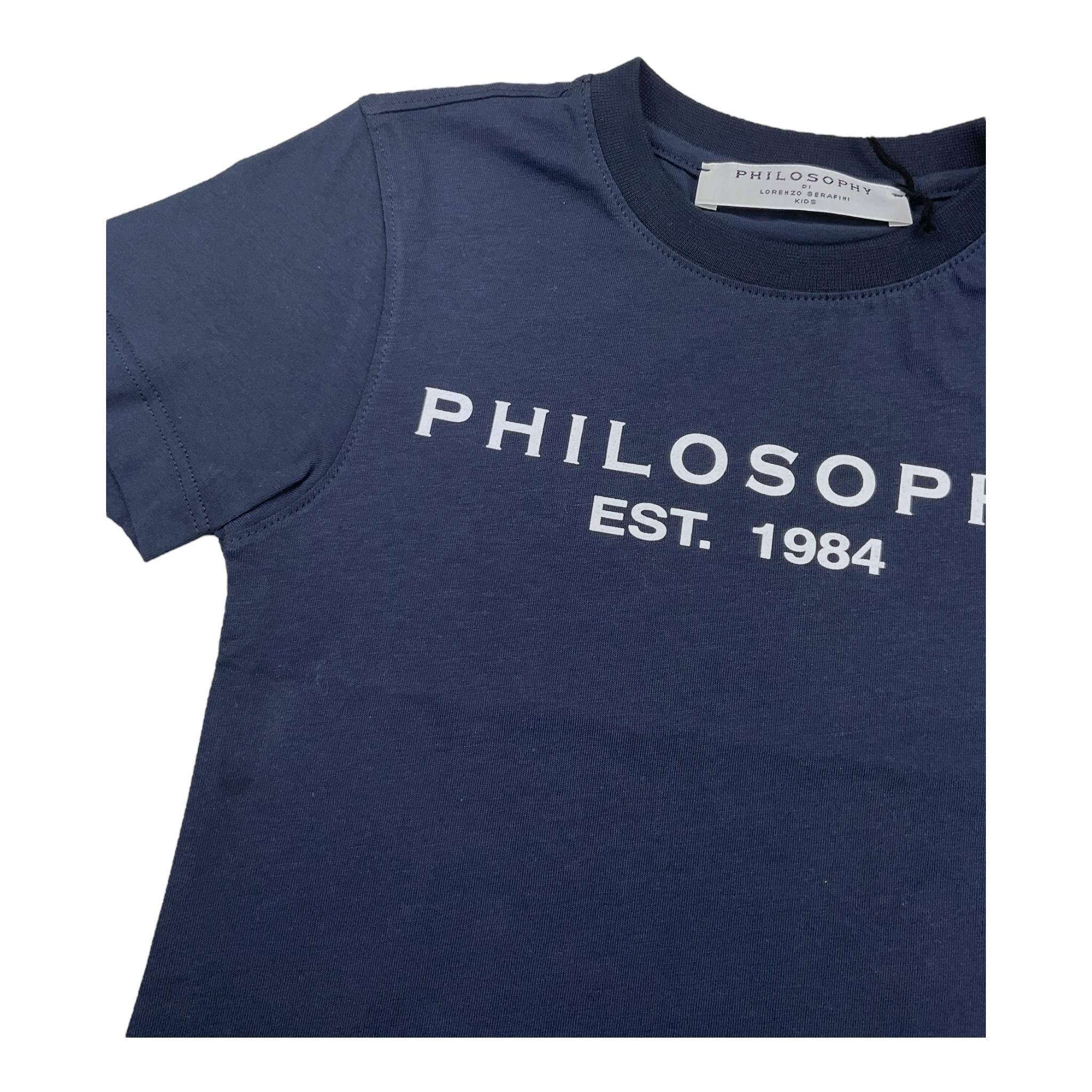 PHILOSOPHY t-shirt girocollo tinta unita cn stampa logo Blu per Bambino PFTS021 BLU PHILOSOPHY 