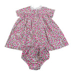 Teddy E Minou Set Abito-Coulotte Tinta Unita con Fantasia Fiori per Neonata E25AB023C0000 BIANCO TEDDY E MINOU 
