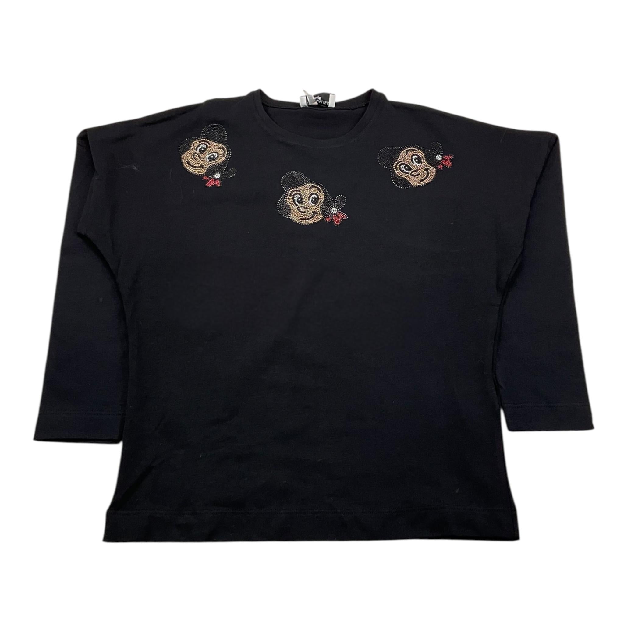 MONNALISA shirt girocollo tnta unita stampa brillantinata Nero per Bambina SHMNN NERO MONNALISA 