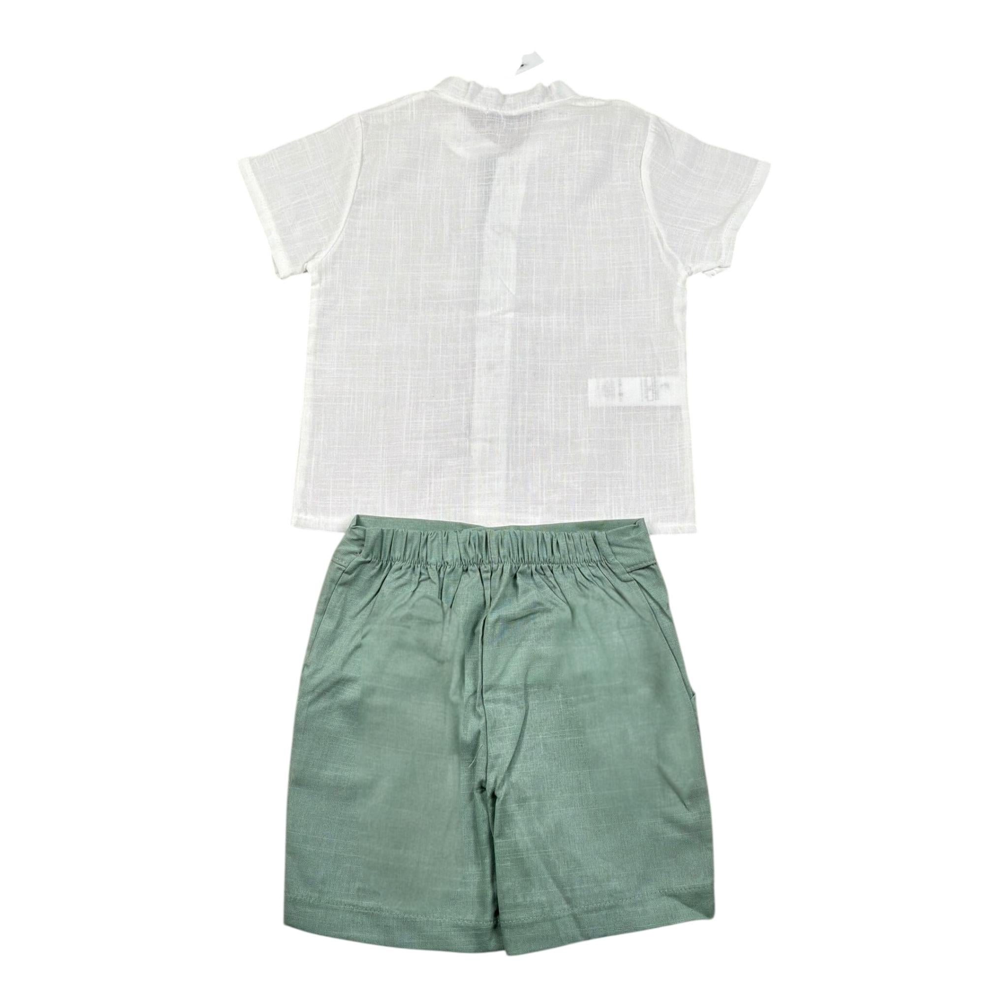 Calamaro Completo 2 Pezzi Camicia-Bermuda Bicolore per Neonato 11154 BIANCO/VERDE CALAMARO 