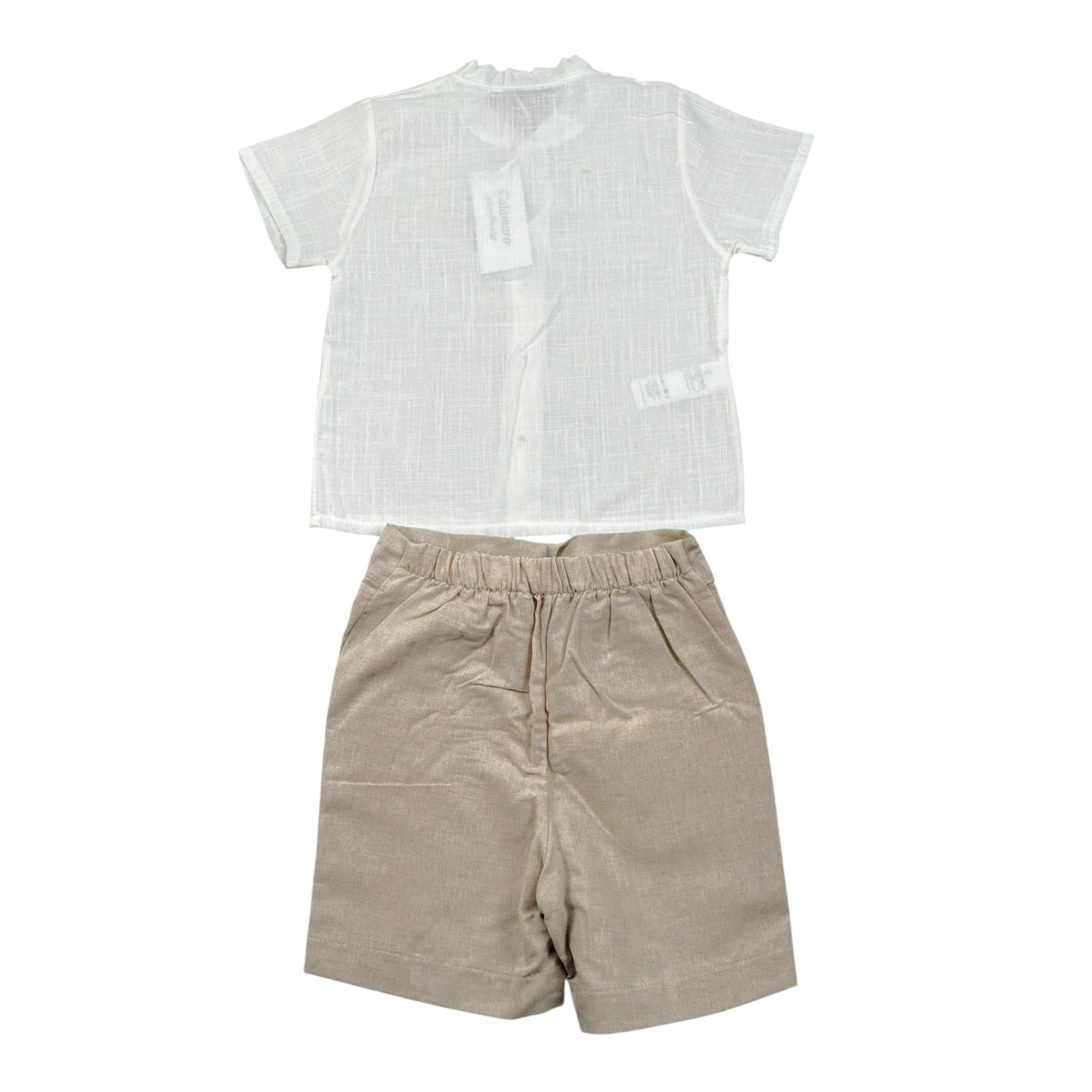 Calamaro Completo 2 Pezzi Camicia-Bermuda Bicolore per Neonato 11149N BIANCO/BEIGE CALAMARO 