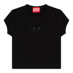 Diesel T-Shirt Girocollo Tinta Unita con Logo per Bambina J01830 NERO DIESEL 