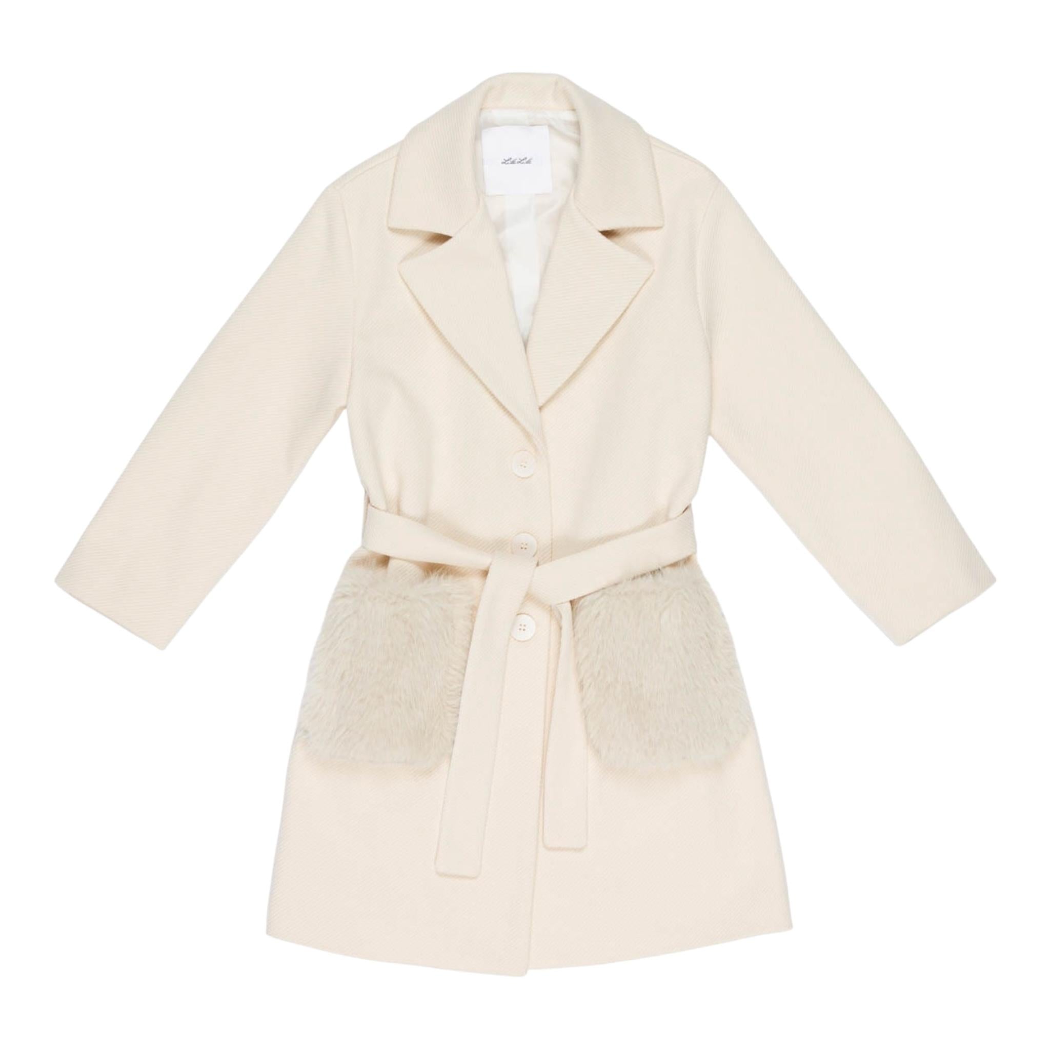 LU LU BY MISS GRANT cappotto tinta unita con cintura Panna per Bambina LL3234 PANNA LU LU BY MISS GRANT 