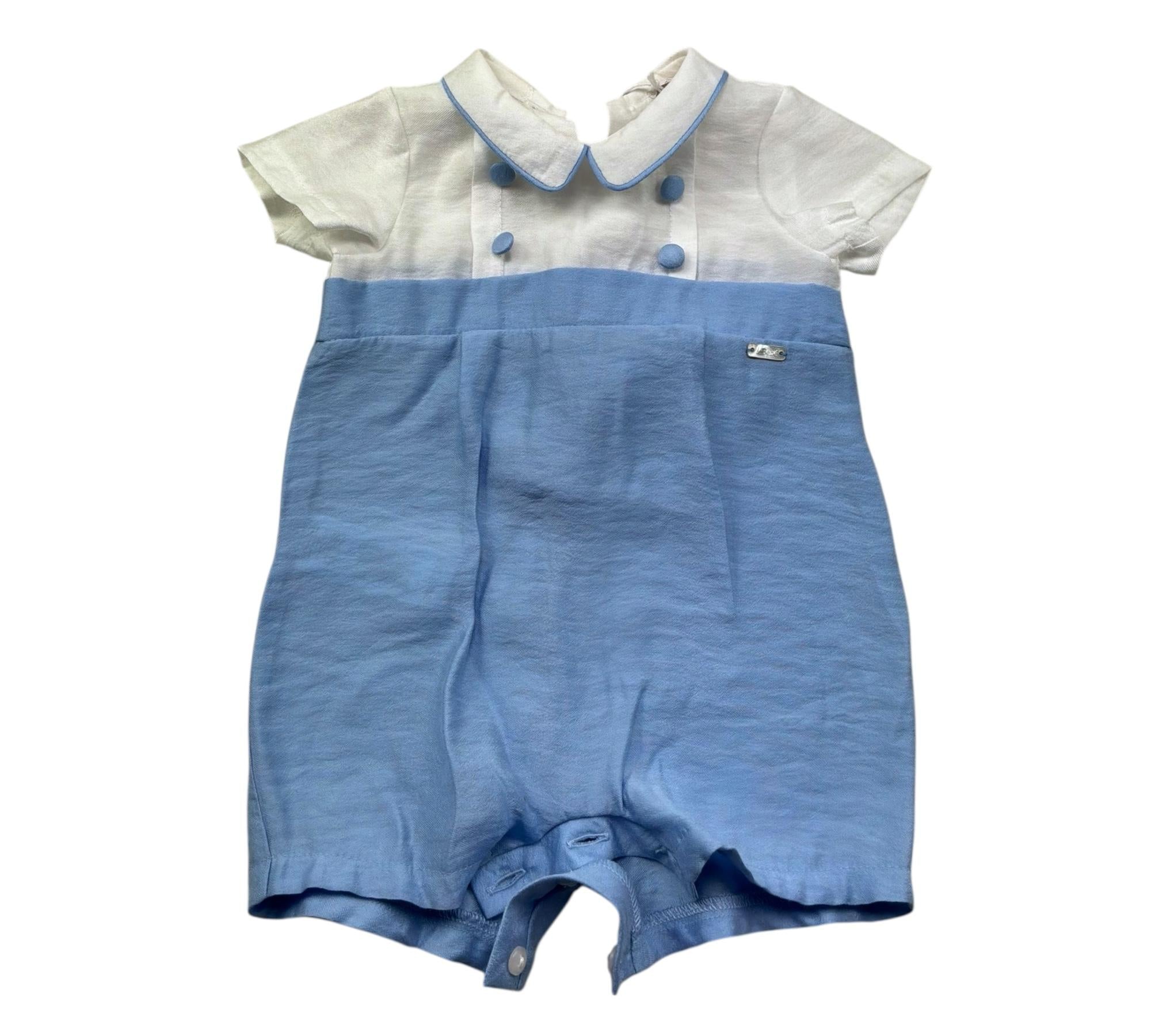 Le Bebe Pagliaccetto Mezza Manica Bicolore per Neonato LBB5380 BIANCO/AZZURRO LE BEBE 